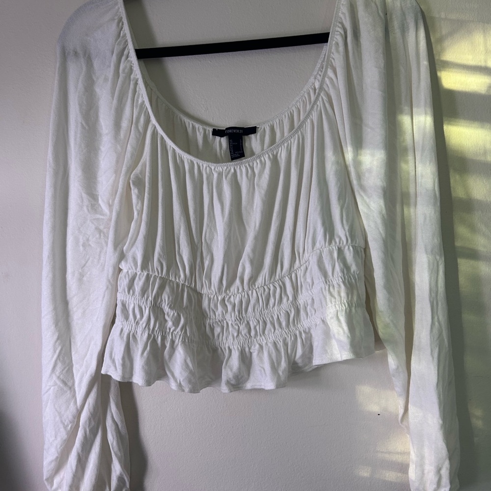 Forever 21 White Long Sleeve Blouse